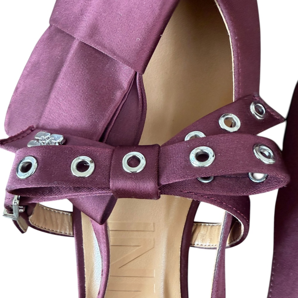 Ganni Big Bow Pointed Slingback Flat Burgundy Shoes – EU38/US8 - Picture 10 of 14